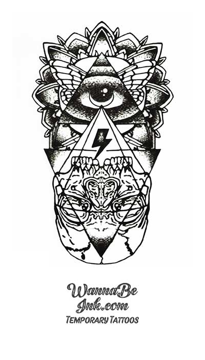 All Seeing Eye in Stacked Pyramids and Butterfly Effect Best Temporary Tattoos