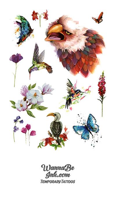 Bald Eagle and Hummingbirds Best temporary Tattoos