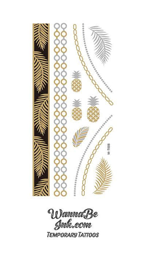 Beautiful Gold and Silver feather Peacock Design in Metallic Temporary Tattoos