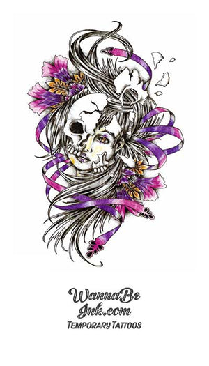 Broken Masquerade Face In Purple Ribbons Best temporary Tattoos
