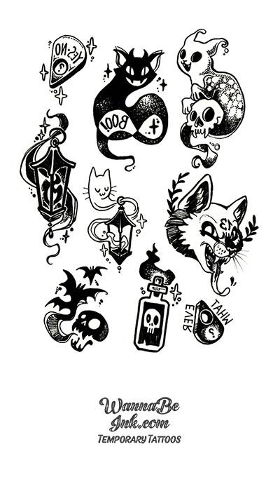 Cats Jackals and Skulls Best temporary Tattoos