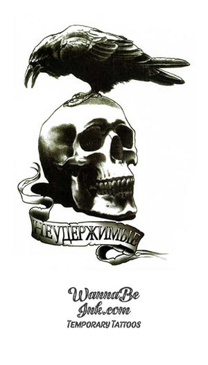 Raven Perched On Skull Best Temporary Tattoos