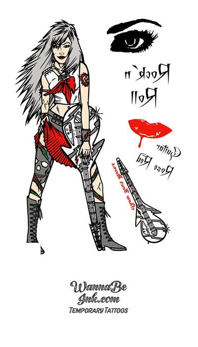 Rock n Roll Woman Best Temporary tattoos| WannaBeInk.com