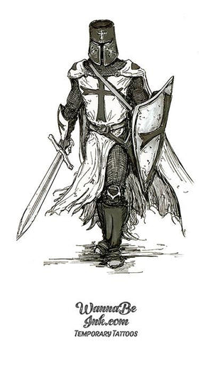 Templar Knight With Sword Drawn Best Temporary Tattoos