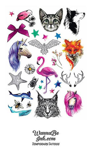 Unicorn Cats Fox Wolf And Animals Best Temporary Tattoos