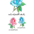 Load image into Gallery viewer, 2 Blue Roses and Pink Rose Bud Flower Temporary Tattoos
