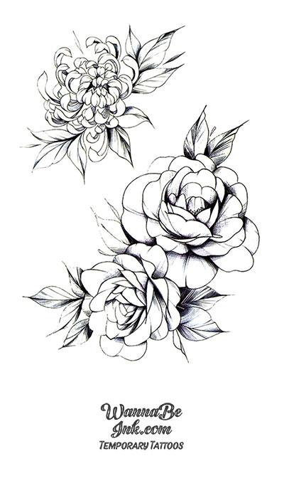 2 Rose Bunches Best Temporary Tattoos| WannaBeInk.com