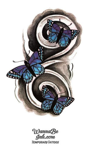 3 Blue Butterflies Best Temporary Tattoos