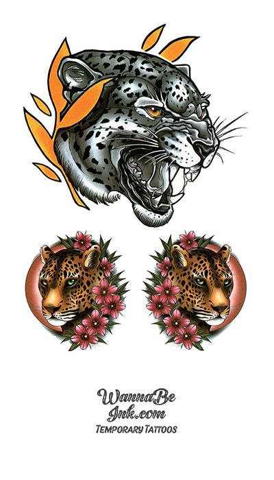 3 Jaguar Heads Best Temporary Tattoos