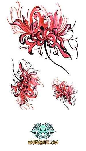 red tiger lily tattoo White Tiger with Pink Cherry Blossoms and Red Rope Best Temporary Tattoos| WannaBeInk.com