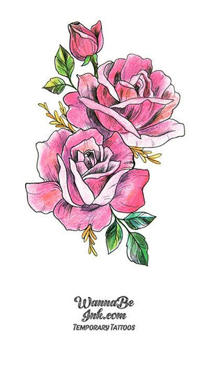3 Pink Roses Best Temporary Tattoos