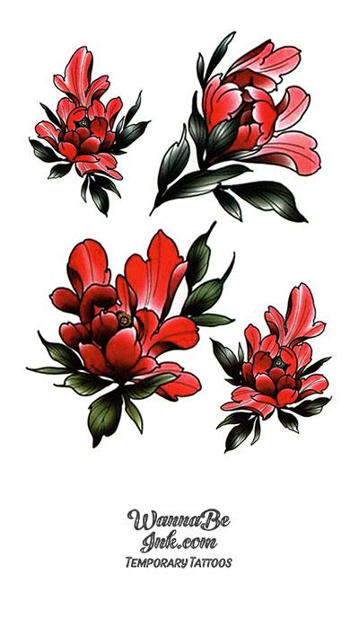 4 Red Blossoms Best Temporary Tattoos