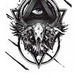 Load image into Gallery viewer, All Seeing Eye On Long Horn Skull Best Temporary Tattoos
