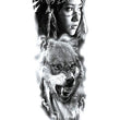 Load image into Gallery viewer, American Indian Woman Wolf Snarling Sky Temporary Sleeve Tattoos
