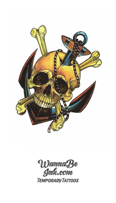 Anchor Through Skull and Bones Best Temporary Tattoos