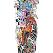 Load image into Gallery viewer, Ancient Asian Blue Dragon with Orange Koi Fish Temporary Sleeve Tattoos
