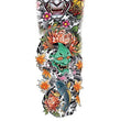 Load image into Gallery viewer, Ancient Asian Kabuki Style Demons with Colorful Koi Fish and Flowers Temporary Sleeve Tattoos
