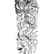 Load image into Gallery viewer, Ancient Asian Style Black and White Dragon with Flowers Temporary Sleeve Tattoos
