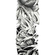 Load image into Gallery viewer, Ancient Asian Style Black and White Lotus Flowers Temporary Sleeve Tattoos
