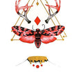 Load image into Gallery viewer, Antlers Red Moth and Diamond Best temporary Tattoos
