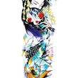 Load image into Gallery viewer, Asian Princess Blue Koi Fish and Flowers Temporary Sleeve Tattoos
