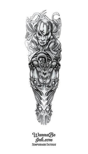 Asian Sorcerer Shield Pattern Temporary Sleeve Tattoos