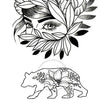 Load image into Gallery viewer, Bear From Flowers and Eyes Hidden in Flower Bunch Best Temporary Tattoos
