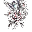 Load image into Gallery viewer, Bird Surrounded By Flowers Best Temporary Tattoos

