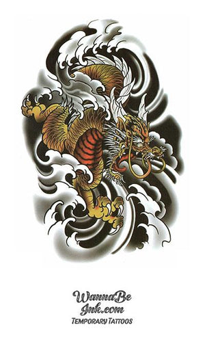 Black and Gold Asian Dragon Best temporary tattoos