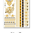 Load image into Gallery viewer, Black and Gold Owl with Flower and Bands Woven with Flags Metallic Temporary Tattoos
