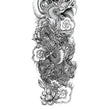 Load image into Gallery viewer, Black and White Double Dragons in Clouds with Lotus Temporary Sleeve Tattoos
