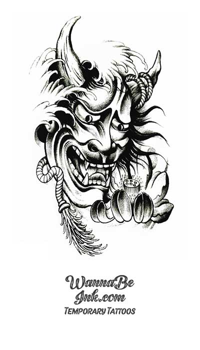 Black and White Dragon Face Kabuki Best Temporary Tattoos
