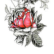 Load image into Gallery viewer, Black and White Drawing of Red Rose Best Temporary Tattoos
