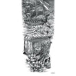 Load image into Gallery viewer, Black and White Pirate Ship Against Moon with Treasure and Skull Temporary Sleeve Tattoos
