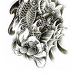 Load image into Gallery viewer, Black and White Splashing Koi Fish Best Temporary Tattoos

