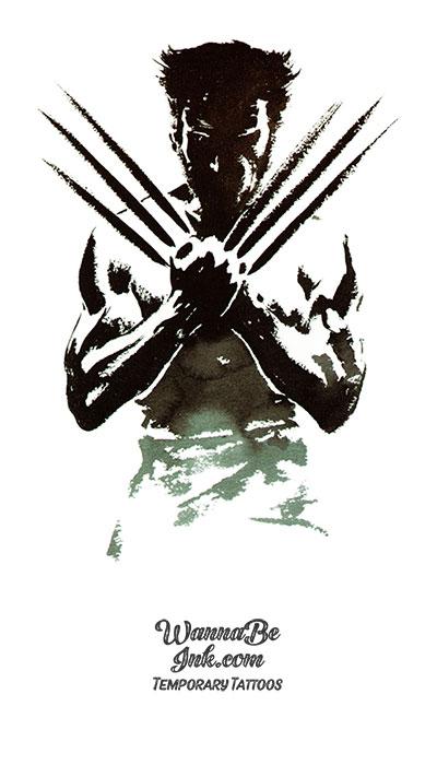 Black and White Wolverine Silhouette Best Temporary Tattoos