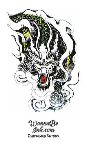 Black Dragon Stalking Through Smoke Best Temporary Tattoos