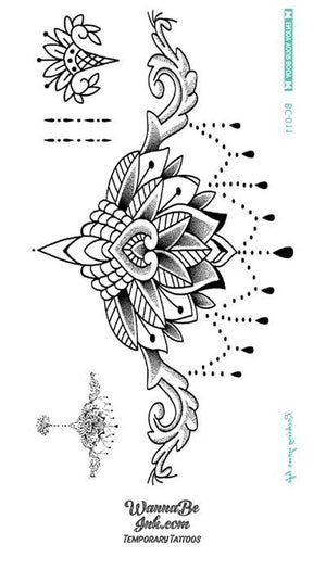 Sunflower Totem Flowers Stars Tattoo Rose Dragonfly Graphics Peony Daisy  Body Waist Arm Neck Temporary Art Tattoos Bkseries - Etsy