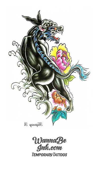 Black Jaguar With Dragon Head Best Temporary Tattoos
