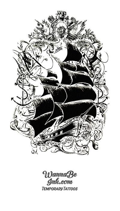Octopus Anchor Skull Temporary Tattoos For Women Men Adult Pirate Black  Skeleton Tattoo Sticker Fake Wolf Lion Tiger Tatoos Back - AliExpress