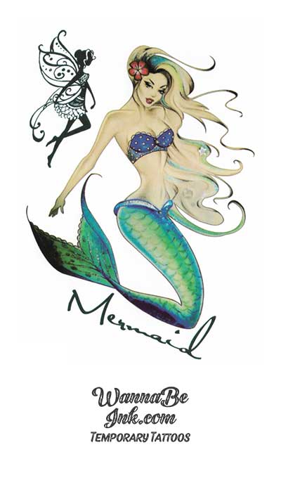 Under the Sea temporary tattoos set of mermaids and ocean creatures - Ducky  Street