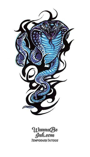 Blue and Black Cobra Snake Best Temporary Tattoos