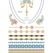 Load image into Gallery viewer, Blue and Gold Ornamental Designs With Silver Necklace Metallic Temporary Tattoos
