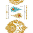 Load image into Gallery viewer, Blue and Gold Peacock Feathers with Gold Flower Patterns Gold Temporary Tattoos
