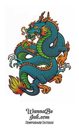Blue Chinese Dragon Best Temporary Tattoos