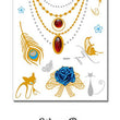 Load image into Gallery viewer, Blue Rose Butterfly Cat and Peacock Feather Metallic Temporary Tattoos
