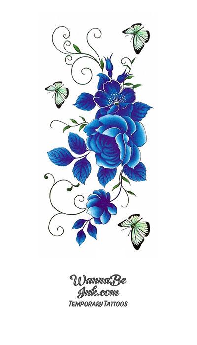 Blue Roses Flower Temporary Tattoos