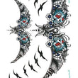 Load image into Gallery viewer, Blue Skulled Black WIngs with Ravens Temporary Tattoo Under Breast for Women
