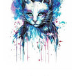 Load image into Gallery viewer, Blue Splattered White Cat Face Best Temporary Tattoos
