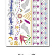Load image into Gallery viewer, Blue Stars and Moon Swallows and Flour de li Pattern Metallic Temporary Tattoos
